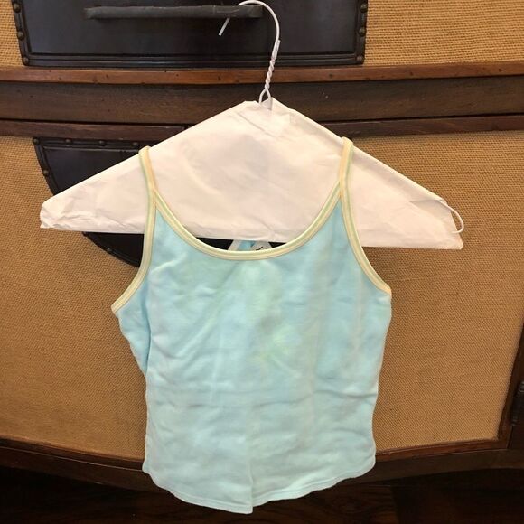 Blue and yellow Razorback tank with built in bra - Picture 1 of 3